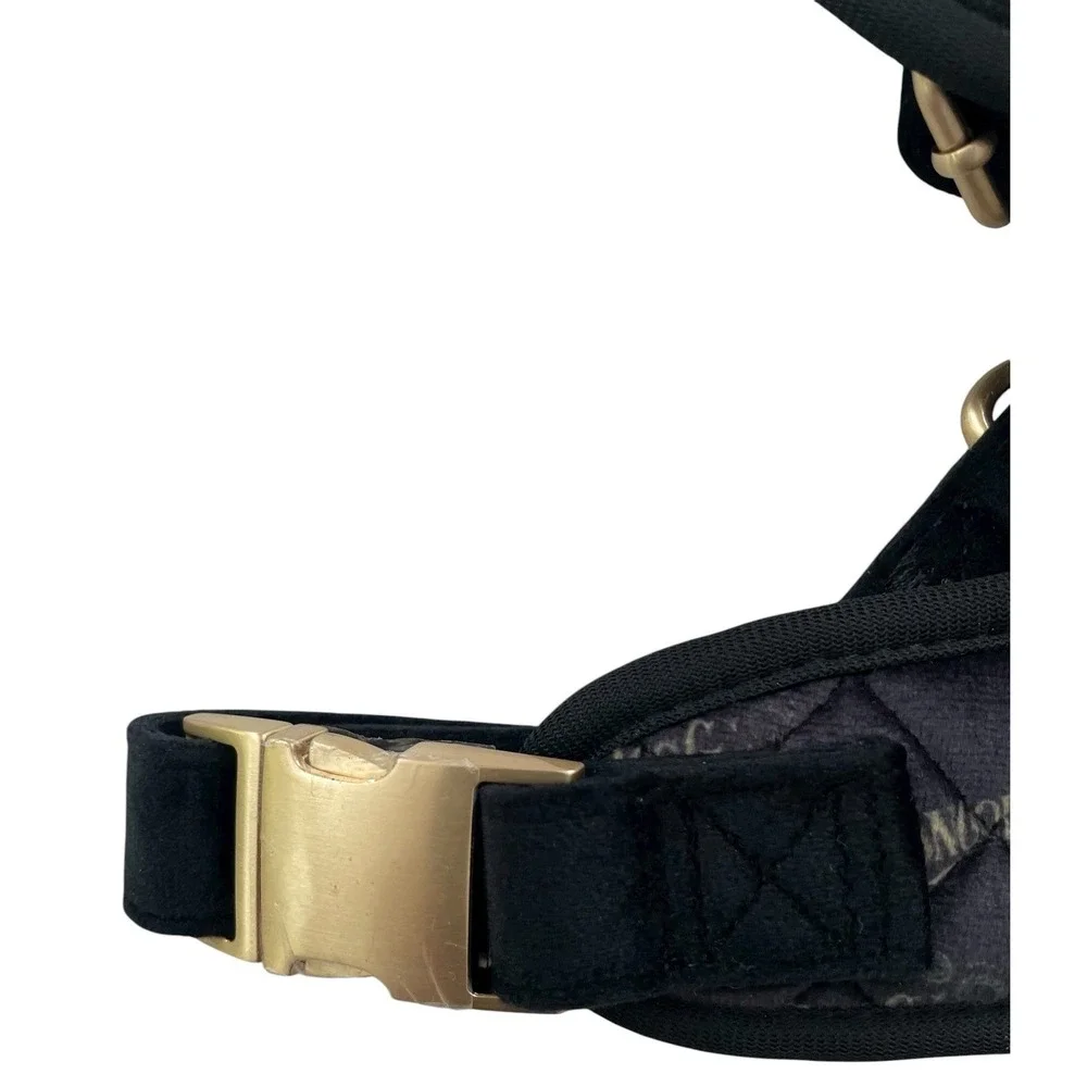 Snoop Doggie Doggs Premium Pet Quilted Harness Black Gold LARGE NEW
